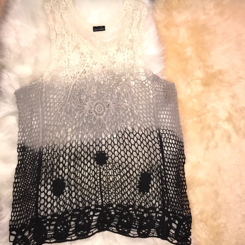 Coco and Carmen Ombré Open Knit Crocheted Top